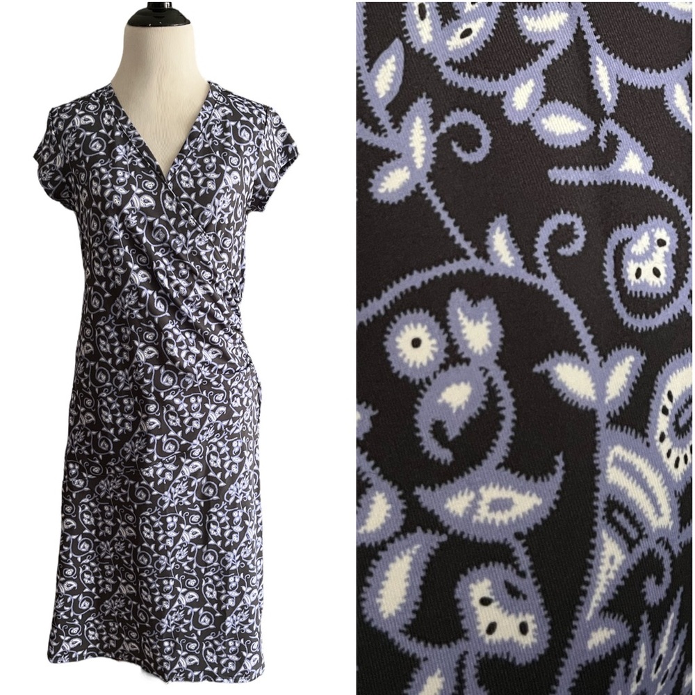 NWOT ATHLETA rare scuba faux-wrap dress scroll floral Catalina green small new